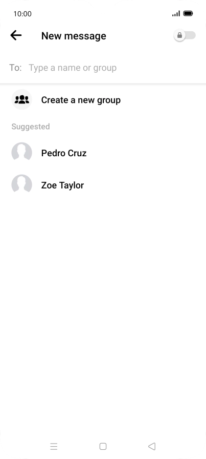 Press the search field and key in the first letters of the recipient's name.