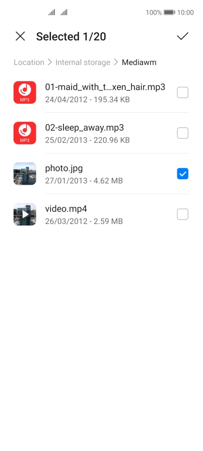 Press the confirm icon.