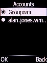 Select the required email account and press the Left selection key.