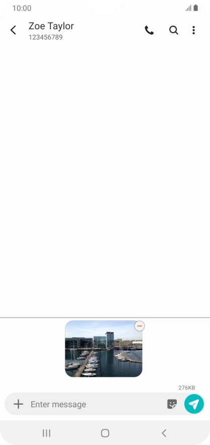 Press the text input field and write the text for your picture message.