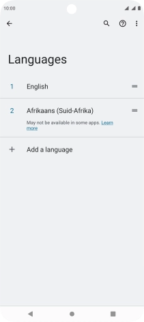 To select the new language as the default language, press the move icon next to the required language and drag it to the top of the list.