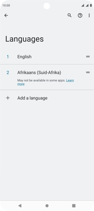To select the new language as the default language, press the move icon next to the required language and drag it to the top of the list.