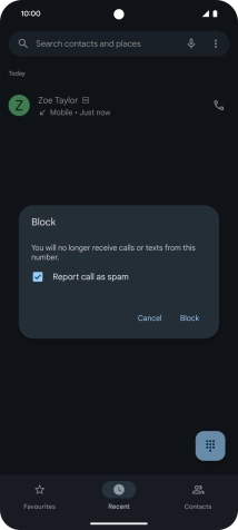 To report the number as spam, press the field next to 