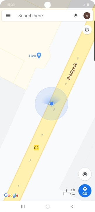 Press the search field and key in the required destination.
