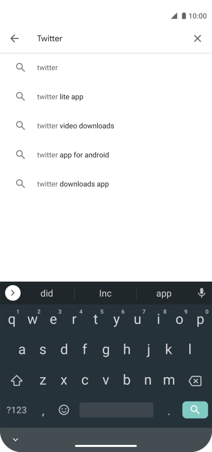 Key in Twitter and press the search icon.