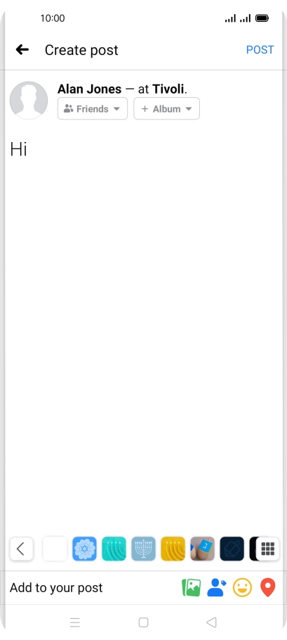 Write the required text and press POST.