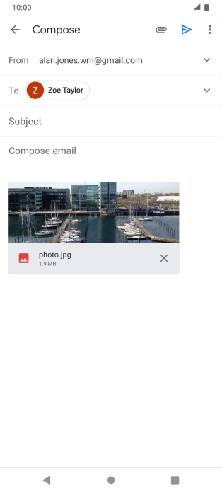 Press Subject and key in the subject of your email message.