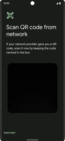 Place the QR code you've received inside the phone camera frame to scan the code. If you’ve deleted your eSIM, you can re-add it using your existing QR code. If you’re having problems, see our FAQ.