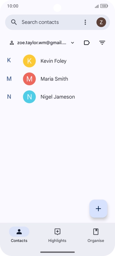 Press the new contact icon.
