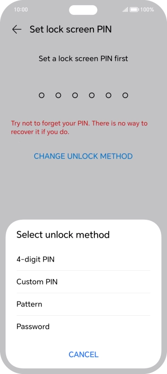 Press the required phone lock code and follow the instructions on the screen to create an additional phone lock code.