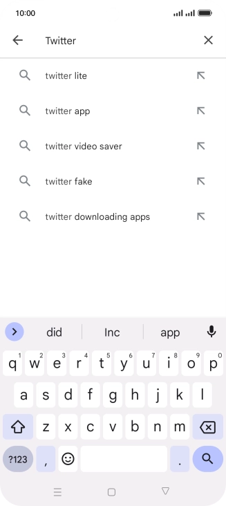 Key in Twitter and press the search icon.