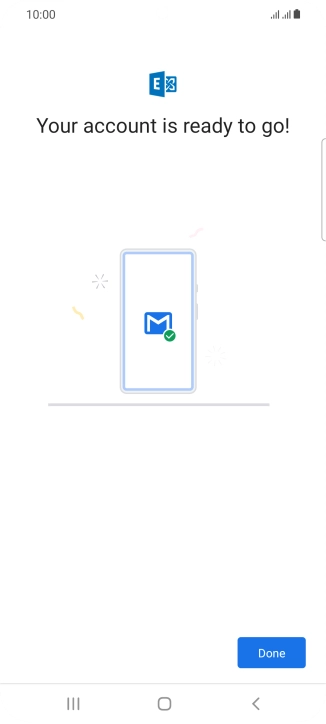 If this screen is displayed, your email account has been recognised and is being set up automatically. Follow the instructions on the screen to key in more information and finish setting up your phone.