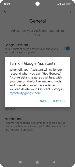 If you turn off the function, press TURN OFF.