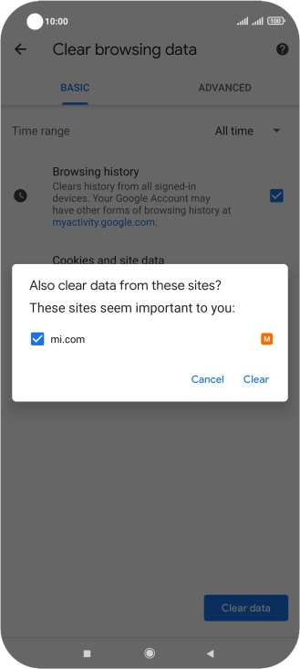 Press Clear.