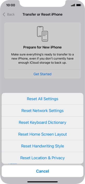 Press Reset All Settings.