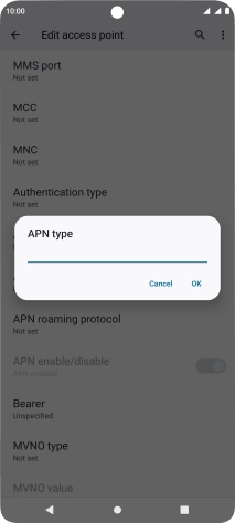 Key in default and press OK.