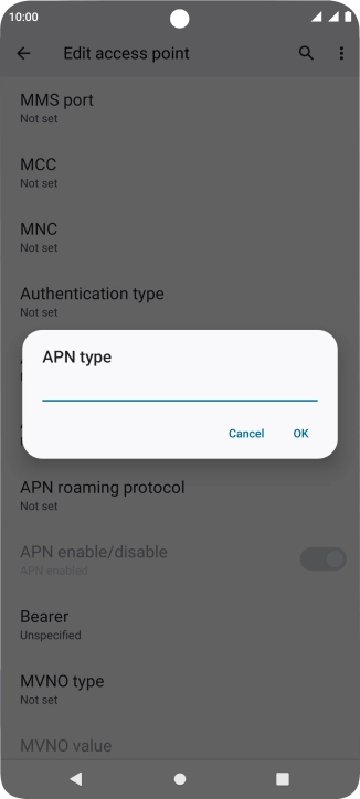 Key in default and press OK.