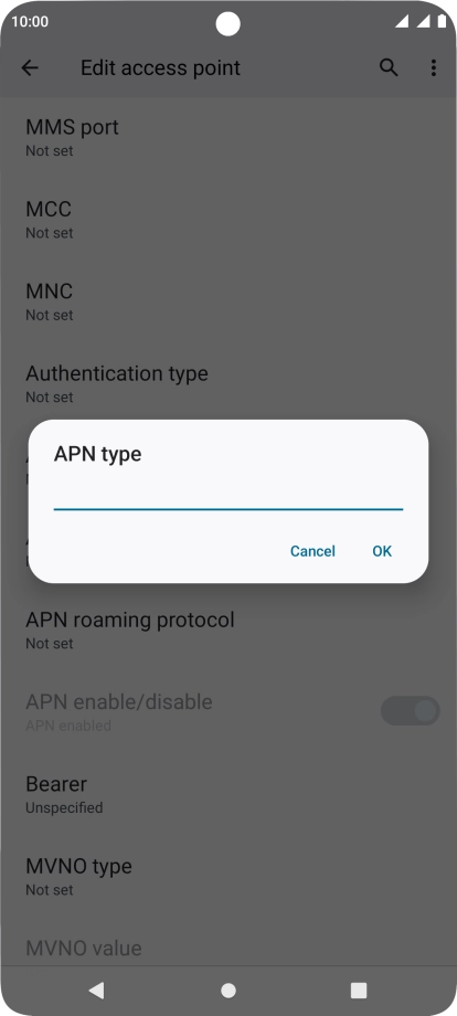 Key in default and press OK.