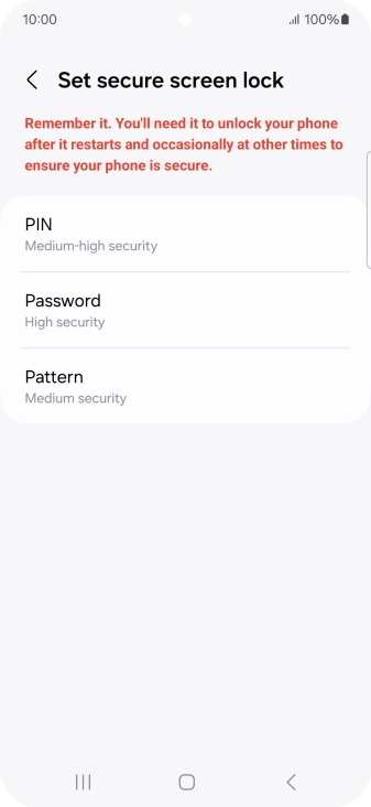 Press the required phone lock code and follow the instructions on the screen to create an additional phone lock code.