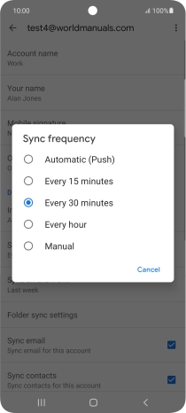 Press the required setting.