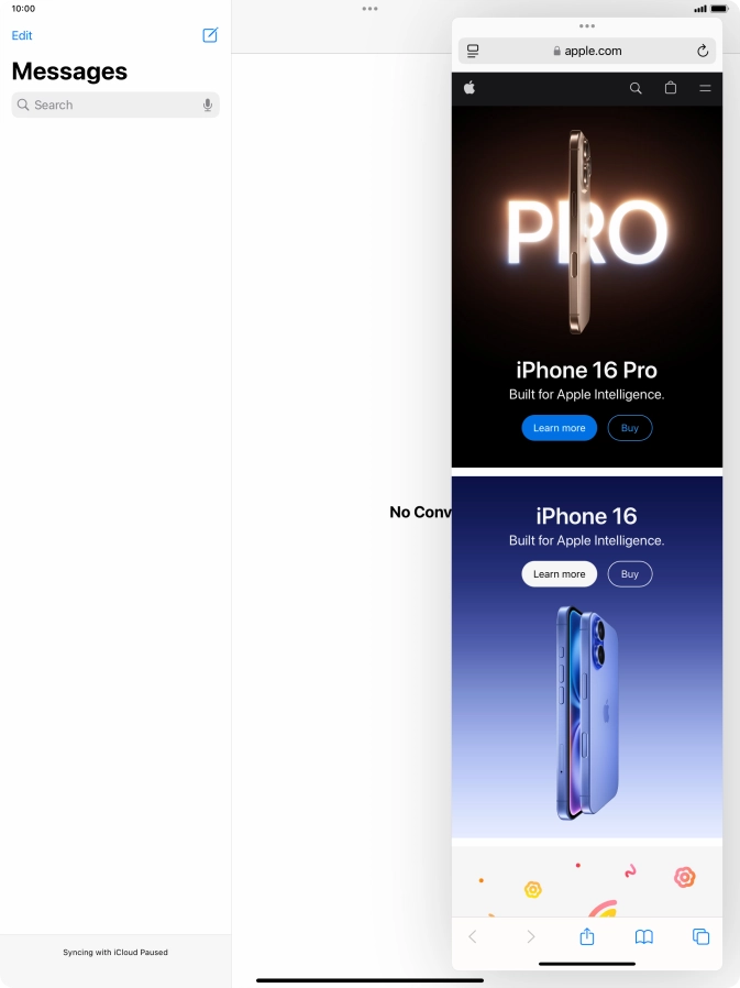 The application now displays on top of the other open application.