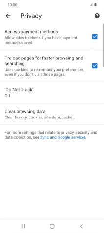 Press Clear browsing data.