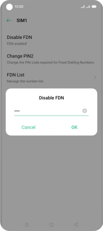 Key in your PIN2 and press OK. The default PIN2 is 1111.