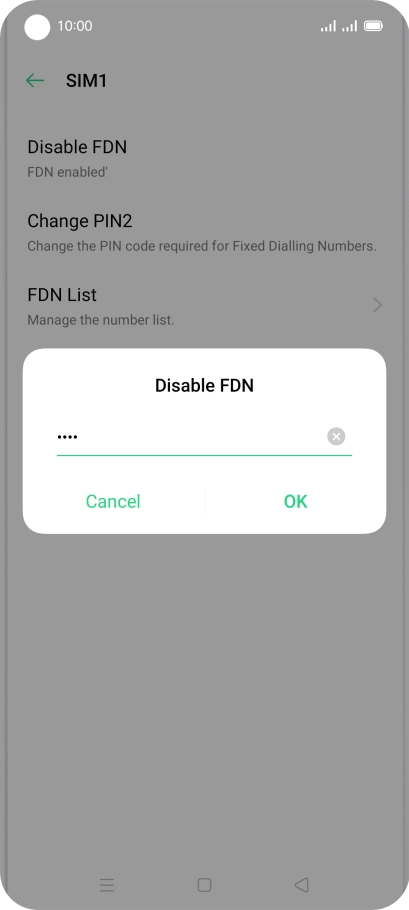 Key in your PIN2 and press OK. The default PIN2 is 1111.