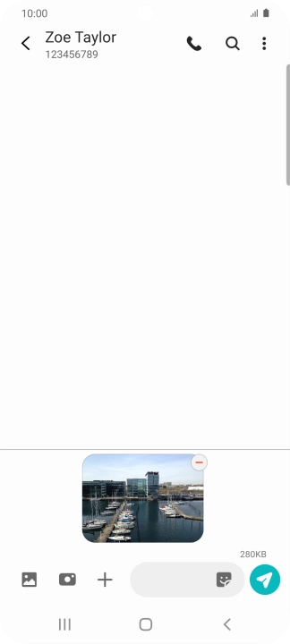 Press the text input field and write the text for your picture message.