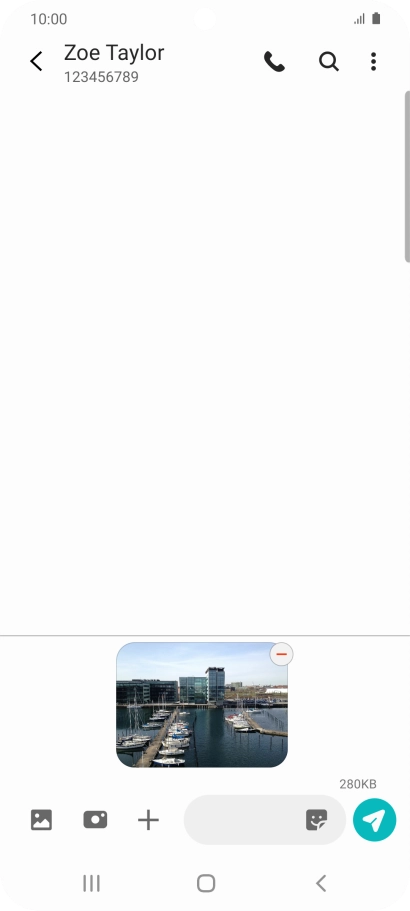 Press the text input field and write the text for your picture message.
