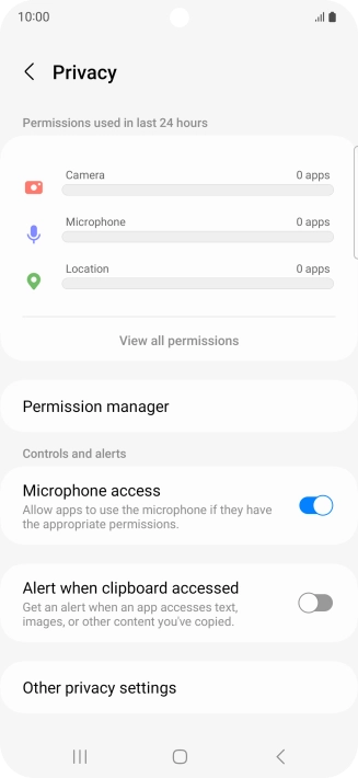 Press Permission manager.