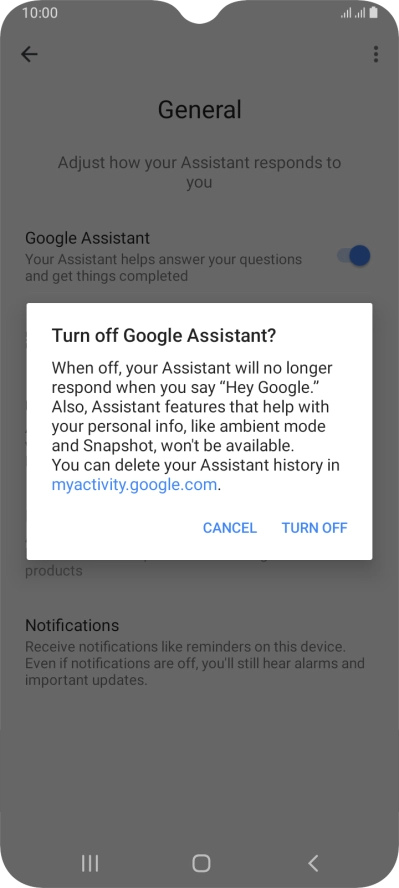 If you turn off the function, press TURN OFF.