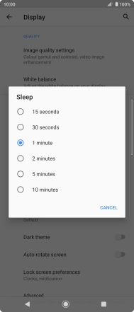 Press the required setting.
