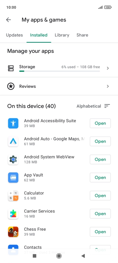 Press the required app.