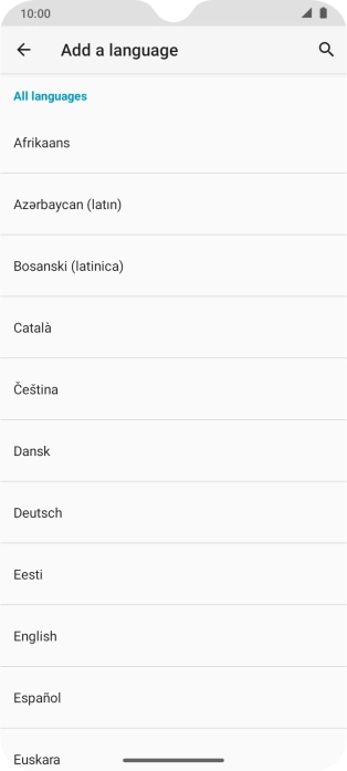 Press the required language to add it to the list of phone languages.
