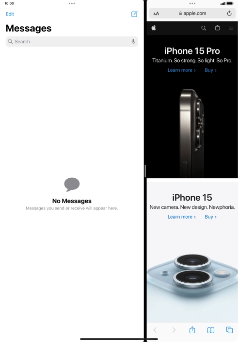 The applications are now displayed on a split screen.