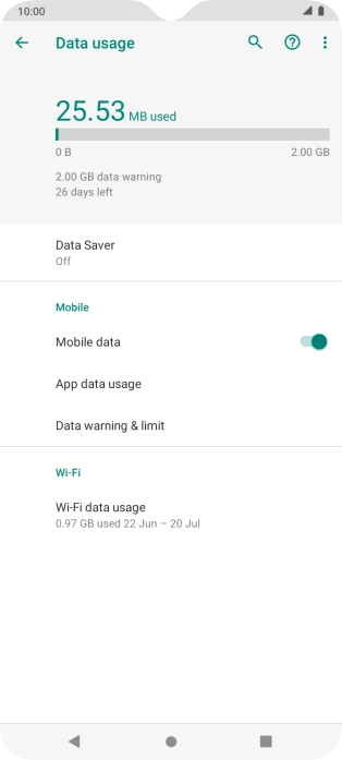The total data usage is displayed.