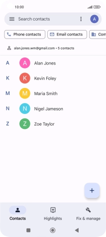 Press the new contact icon.