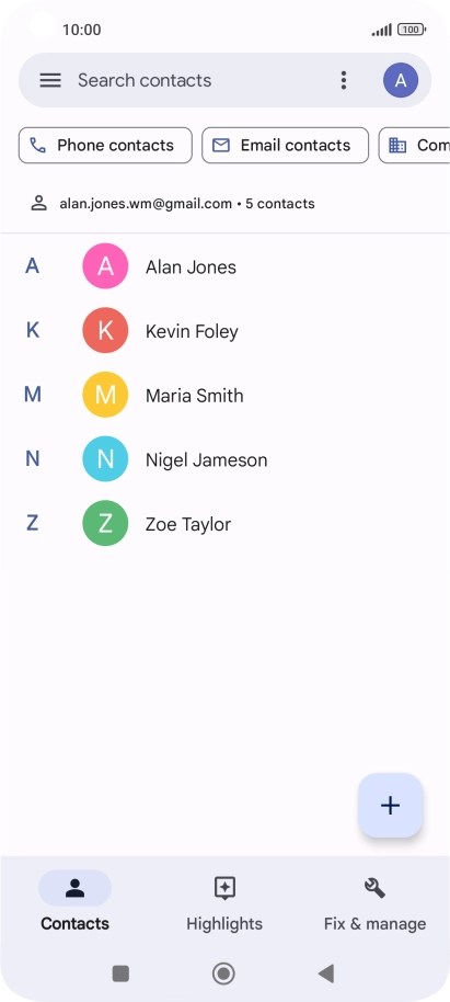 Press the new contact icon.