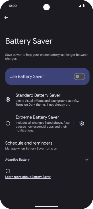 Press the required settings to turn them on or off.