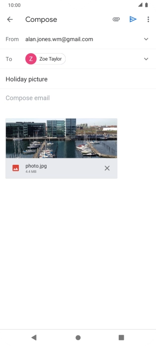 Press the text input field and write the text for your email message.