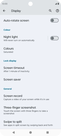 Press Screen timeout.
