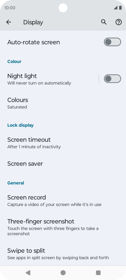 Press Screen timeout.