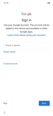 Press Email or phone and key in the username for your Google account.