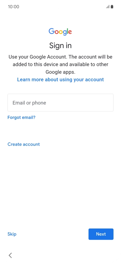 Press Email or phone and key in the username for your Google account.