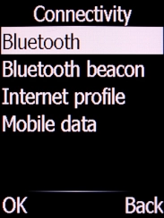 Select Bluetooth and press the Left selection key.