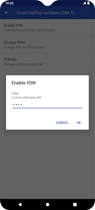 Key in your PIN2 and press OK. The default PIN2 is 1111.