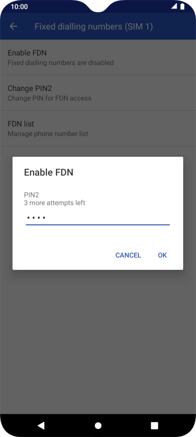 Key in your PIN2 and press OK. The default PIN2 is 1111.