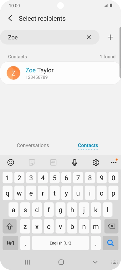 Press the required contact.