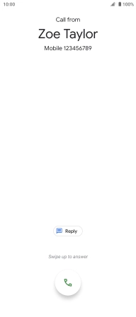 Press and drag the accept call icon upwards.